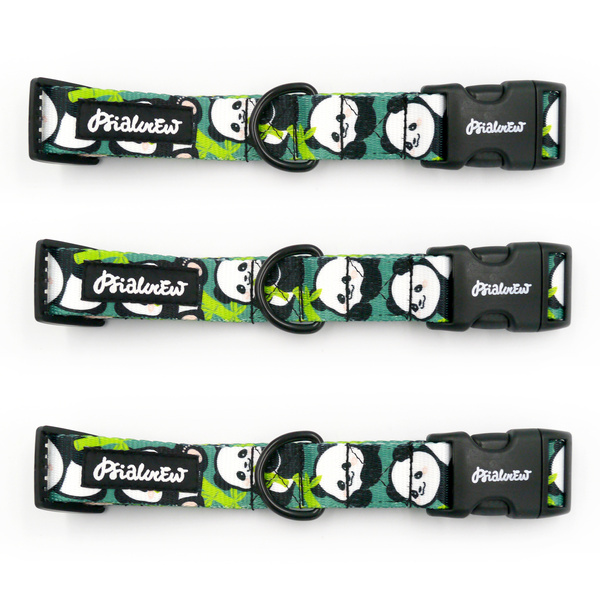 Dog Collar Bamboo Panda Psiakrew 2.5 cm, Black Fittings