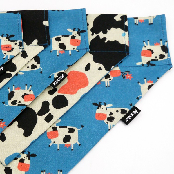 Double-sided bandana for Dog Spotted Cow, scarf with a tunnel for the collar Psiakrew