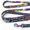 Long Dog Leash Crazy Leopard width 2 cm (0.78")  wide, Holo  petrol effect snap hook 7 cm