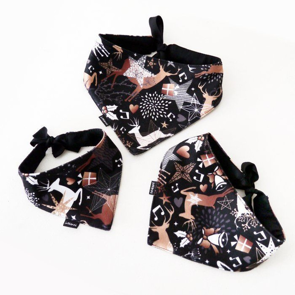 Bandana świąteczna dla psa, wiązana chusteczka, apaszka Deer Calls