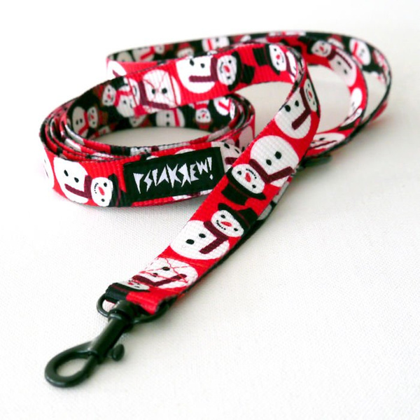 Smycz spacerowa miejska dla małego Psa; Snowman; szerokość 2 cm; czarny mały karabińczyk 4 cm