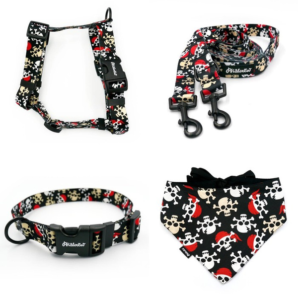 ACCESSORY KIT. Medium dog. Pirates Psiakrew Series; Collar, Harness, Leash, Bandana