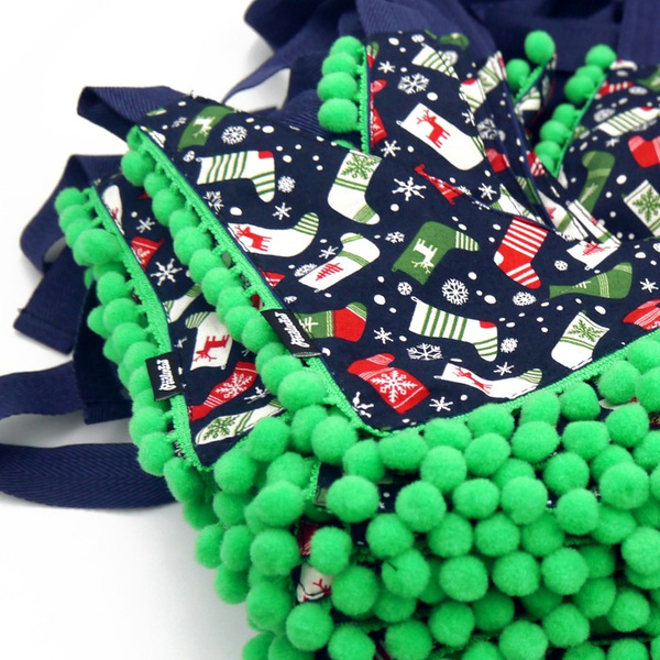 Psiakrew dog bandana, tied handkerchief, Christmas motifs, pompoms