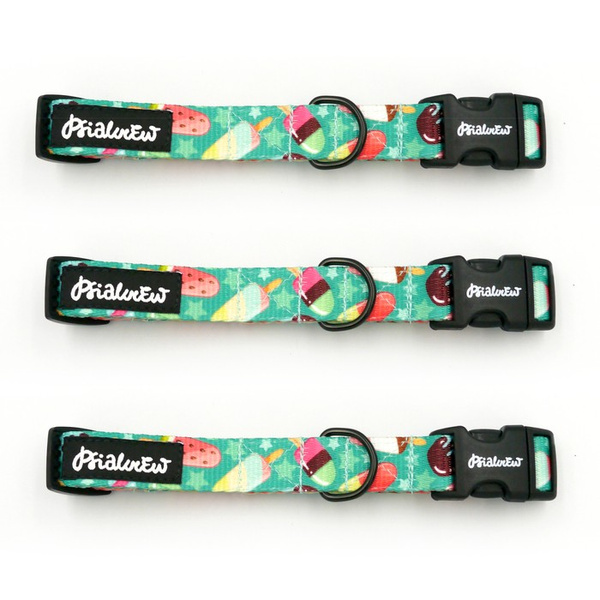 Dog Collar Ice Ice Baby Psiakrew, 2 cm 0.78" wide, for smaller dogs black extras