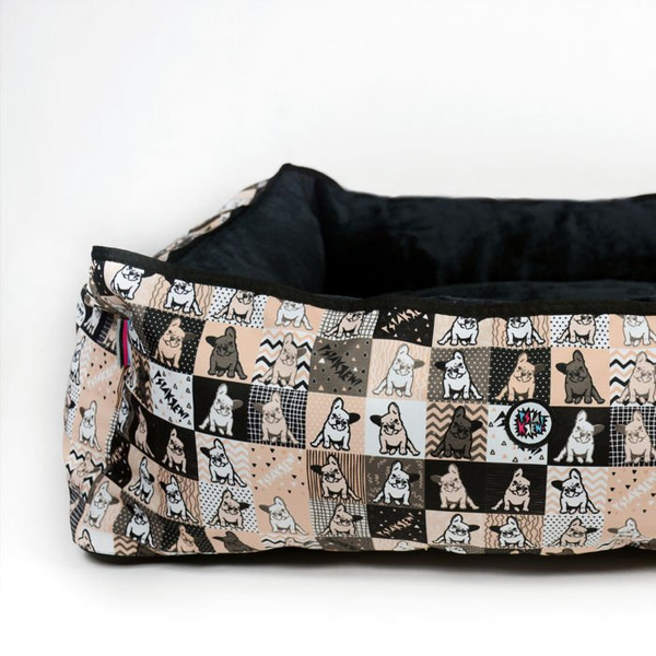 Bed for dog, Bedding for pets, French Bulldog Melancholy, Black Psiakrew Design