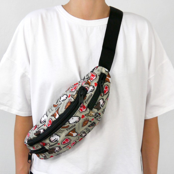 Fanny Pack Bull Terrier Gourmet Gray Hip Bag Psiakrew