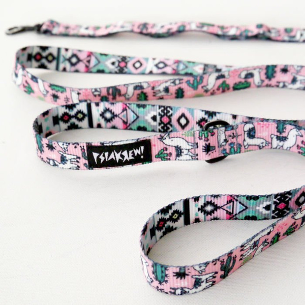 Dog Leash Llama, 2 cm wide, black small snap hook 4 cm