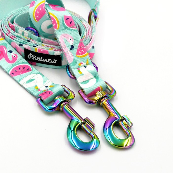 Dog Leash -Azure Pool, width 2.5 cm, 1"  wide, holo snap hook 8cm, Psiakrew