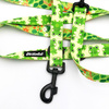 Dog Leash Green Frogs width 2.5 cm, 1"  wide, snap hook black 8cm