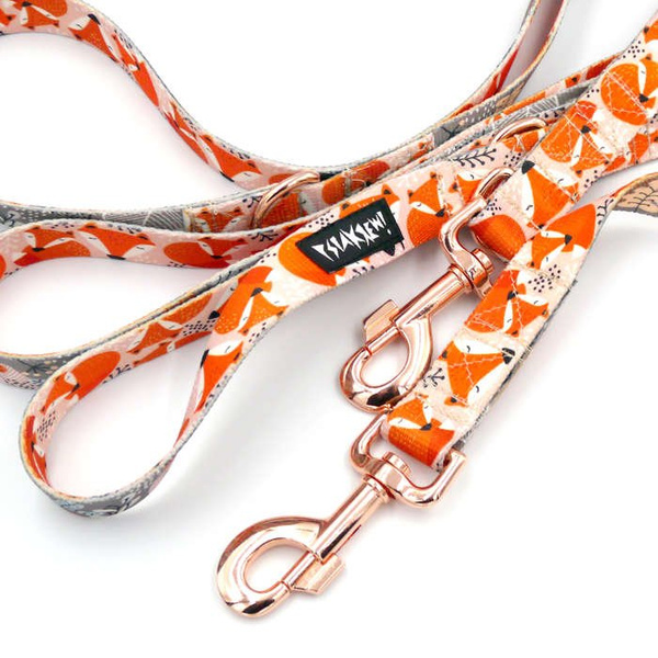 Dog Leash Foxy Lady width 2.5 cm, 1"  wide. pink gold, big snap hook 8 cm