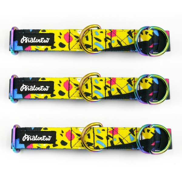 Halb-Klemmhalsband- Terrazzo, 2,5 cm breit, für mittelgroße und größere Hunde, Holo-Beschläge, Psiakrew