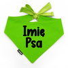 Bandana z imieniem Psa Psiakrew, personalizowana wiązana chusteczka, zielona apaszka czarny napis