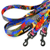 Dog Leash Colorful Thicket width 2.5 cm, 1" wide, snap hook black 6cm