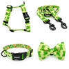 Dog Leash Green Frogs width 2.5 cm, 1"  wide, snap hook black 8cm