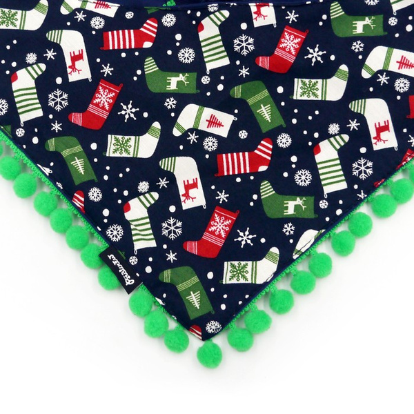 Psiakrew dog bandana, tied handkerchief, Christmas motifs, pompoms