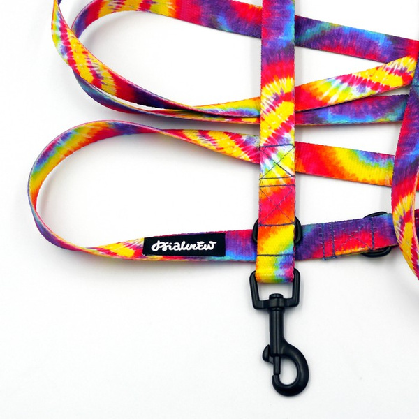 Long Dog Leash Tie Dye Psiakrew width 2 cm (0.78"), black snap hook 6 cm