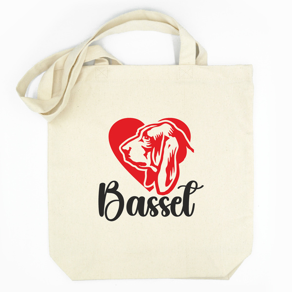 Personalized Cotton Tote Bag Psiakrew Basset Hound Dog + Custom Text