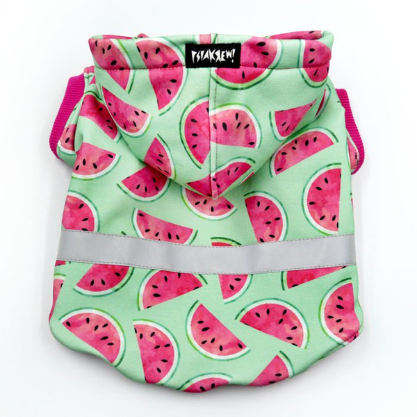 Dog Hoodie Watermelon Psiakrew, reflective inserts, watermelon pattern