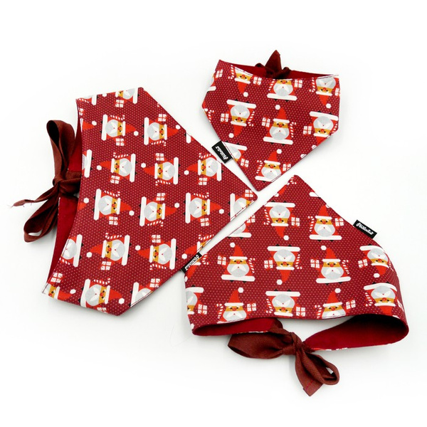 Premium Dog Bandana Santa Clauses handkerchief style to tie around your pet’s neck, Burgundy