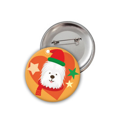 Hund Bobtail Weihnachtsabzeichen Psiakrew Button Badzyk 25mm