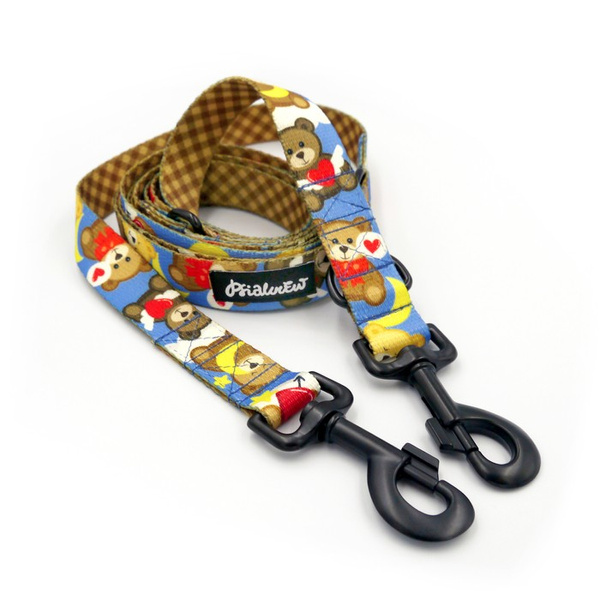 Dog Leash Teddy Bear Psiakrew snap hook black 8cm