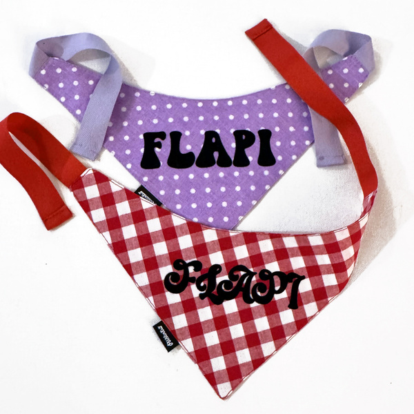 Bandana z imieniem Psa Psiakrew, personalizowana wiązana chusteczka, liliowa w groszki apaszka