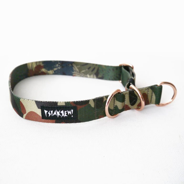 Half-choke collar Camo, 2.5 cm wide, medium and big dogs, rose gold