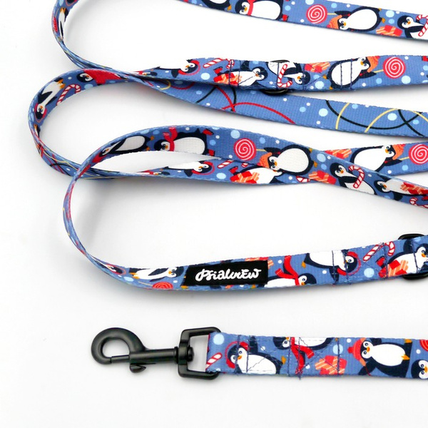 Hundeleine Penguin Winter Psiakrew Breite 2 cm, schwarzer Karabinerhaken 6 cm