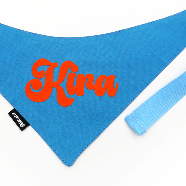 Personalized Blue Bandana with Dog's Name Psiakrew tied handkerchief scarf