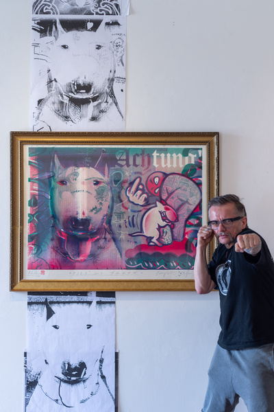 Farblithographie PIES GO XXXXX künstlerische Grafiken, Krzysztof Świętek