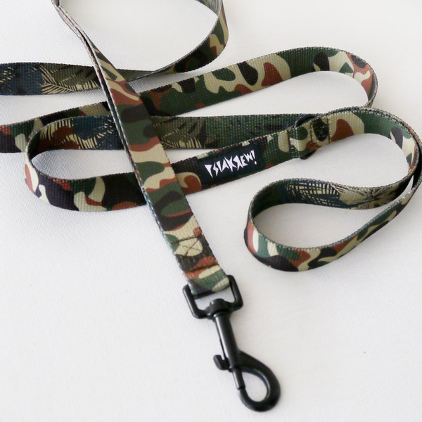 Dog Leash Camo width 2 cm 0.78 ", black snap hook 7 cm