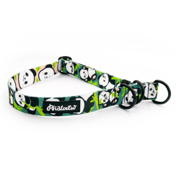 Bamboo Panda Half-choke Dog Collar by Psiakrew, 2.5 cm wide, medium and big dogs, black extras