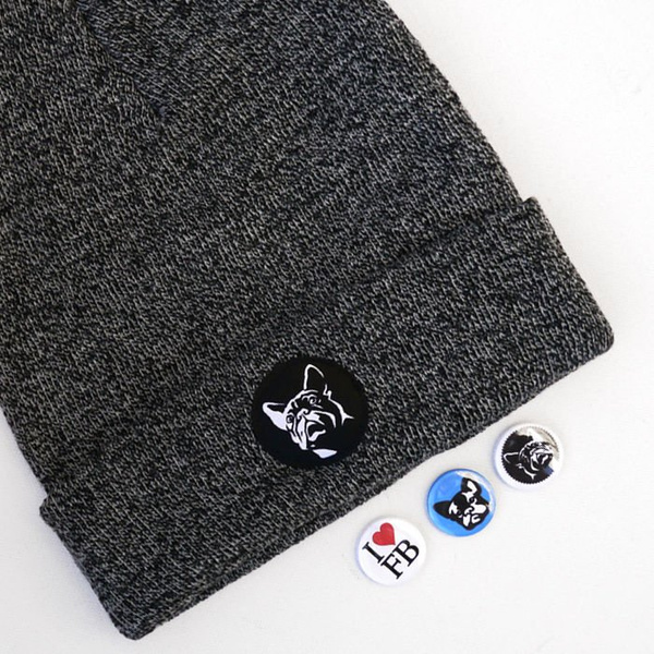 Heather Gray Winter Hat French Bulldog, Bully Team Psiakrew