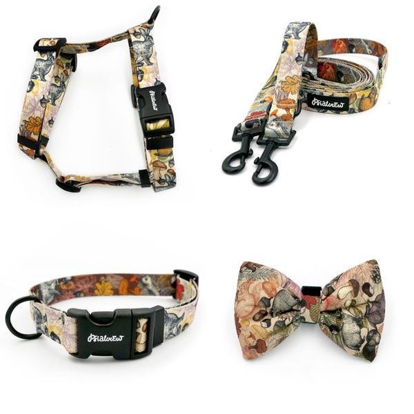 ACCESSORY KIT. Medium dog. Forest Treasures Psiakrew Series; Collar, Harness, Leash, Bow Tie