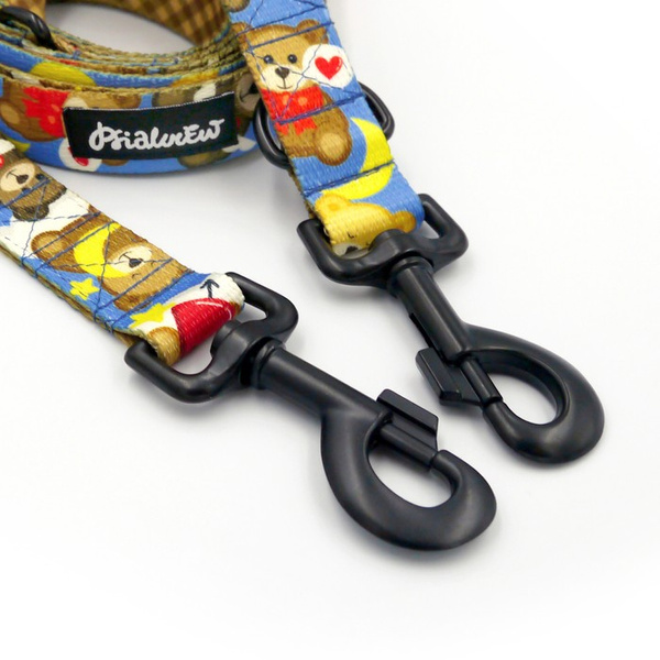 Lange abnehmbare Hundeleine Teddy Bear Psiakrew, Band 2,5 cm, Karabiner 8 cm, schwarz