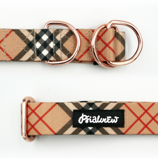 Half-choke collar Dogberry, 3 cm wide, medium and big dogs, pink gold extras