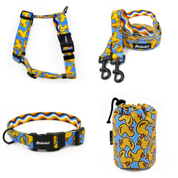 ACCESSORY KIT. Medium dog. Ducky Duck Psiakrew Series; Collar, Harness, Leash, Sachet for dog treats