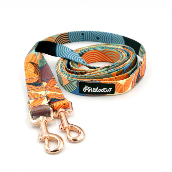 Smycz Dla Psa Długa Przepinana Regulowana Geo Snake Psiakrew 2 cm karabińczyk 6cm różowe złoto