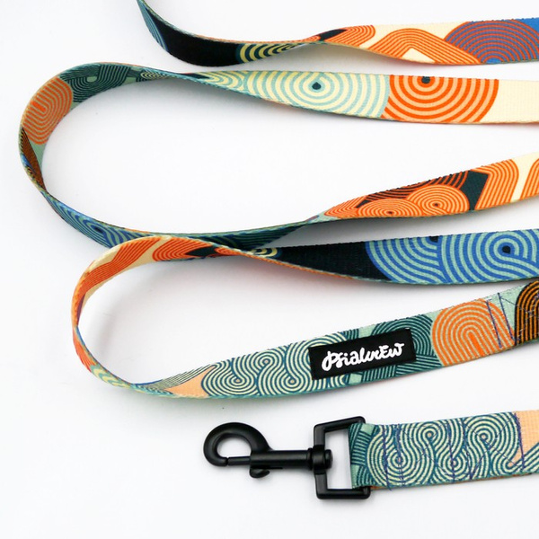 Hundeleine Geo Snake Psiakrew, Breite 2,5 cm, Karabiner 6 cm schwarz