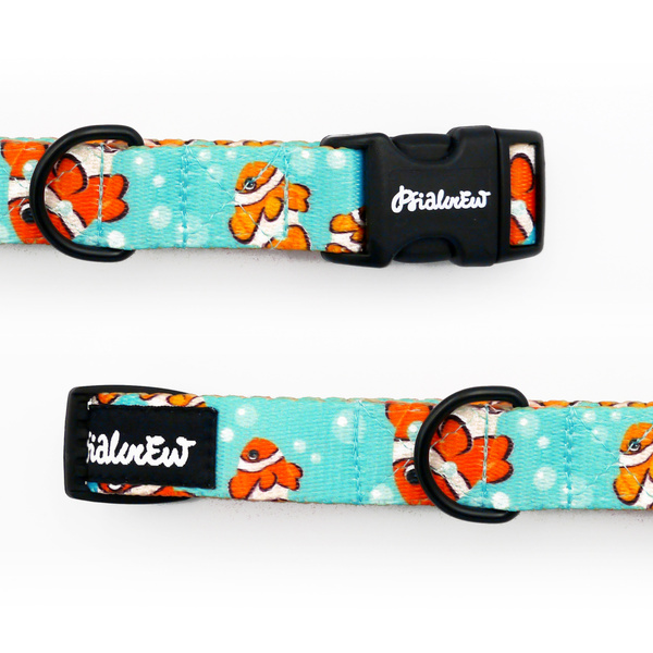 Verstellbares Halsband Blue Lagoon Psiakrew, 2cm breit, schwarze Beschläge