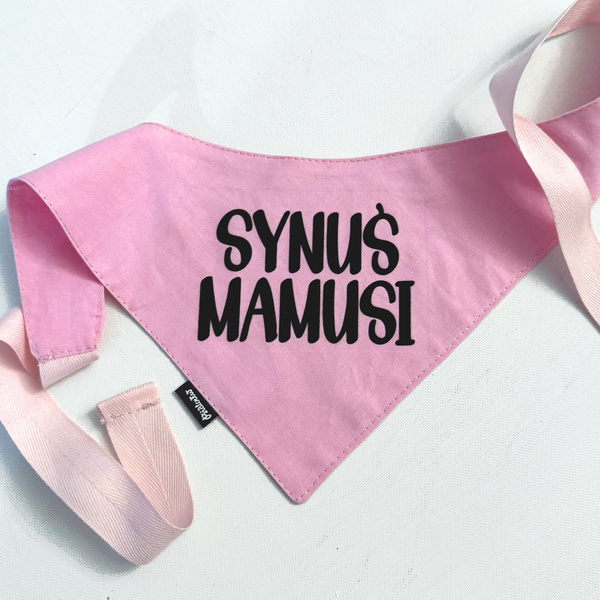 Dog Bandana – MAMA’S BOY – Psiakrew, personalized tied handkerchief, pink bandana scarf
