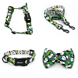 ZUBEHÖRSATZ. Mittlerer Hund. Psiakrew Bamboo Panda Serie; Halsband, Geschirr, Leine, Fliege