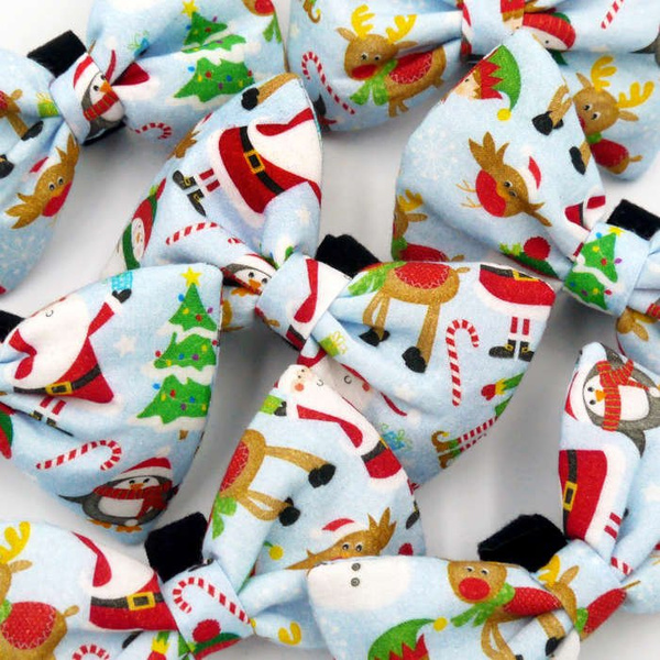 Christmas Dog Bow Tie, Santa Claus Pet Bow Tie, Bowtie, Collar Attachment