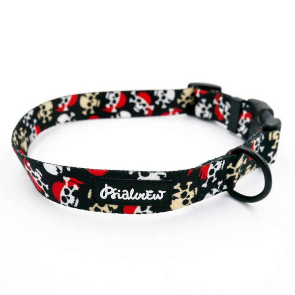 Dog Collar Psiakrew Pirates 2.5 cm 1" wide, black extras