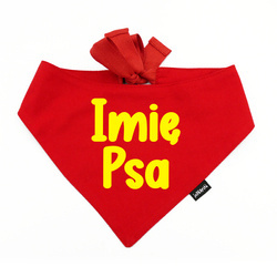 Bandana z imieniem Psa Psiakrew, personalizowana wiązana chusteczka, czerwona apaszka