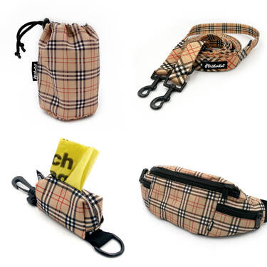 ZUBEHÖRSATZ. Mittelgroßen Hund. Dogberry Psiakrew - Serie; Sachet, Leine, Etui, Hüfttasche 