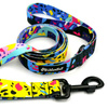 Dog Leash Terrazzo width 2.5 cm, 1" wide, big black snap hook 8 cm