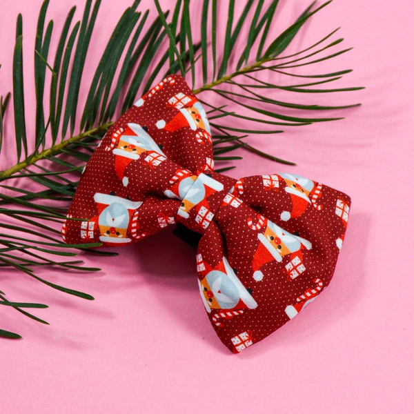 Christmas Dog Bow Tie- Santas, Pet Bow Tie, Bowtie, Collar Attachment