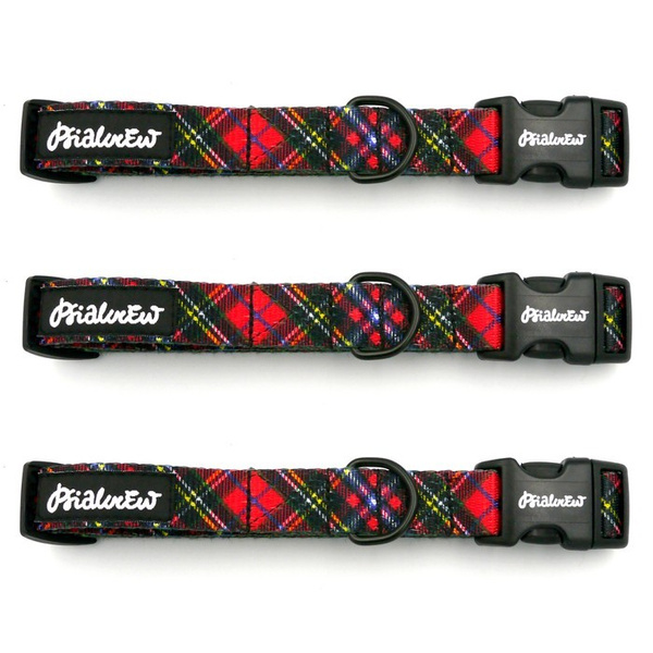 Obroża dla Psa Regulowana w szkocką kratę Tartan Psiakrew, szer. 2 cm, mały pies, okucia czarne