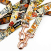 Dog Leash Forest Treasures width 2.5 cm, 1"  wide, pink gold, big snap hook 8 cm